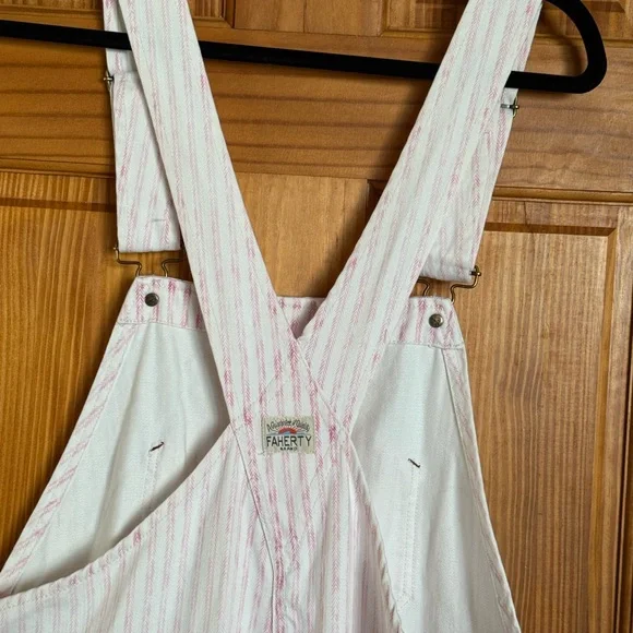 Faherty Topsail White and Pink Striped Overalls - Picture 10 of 11
